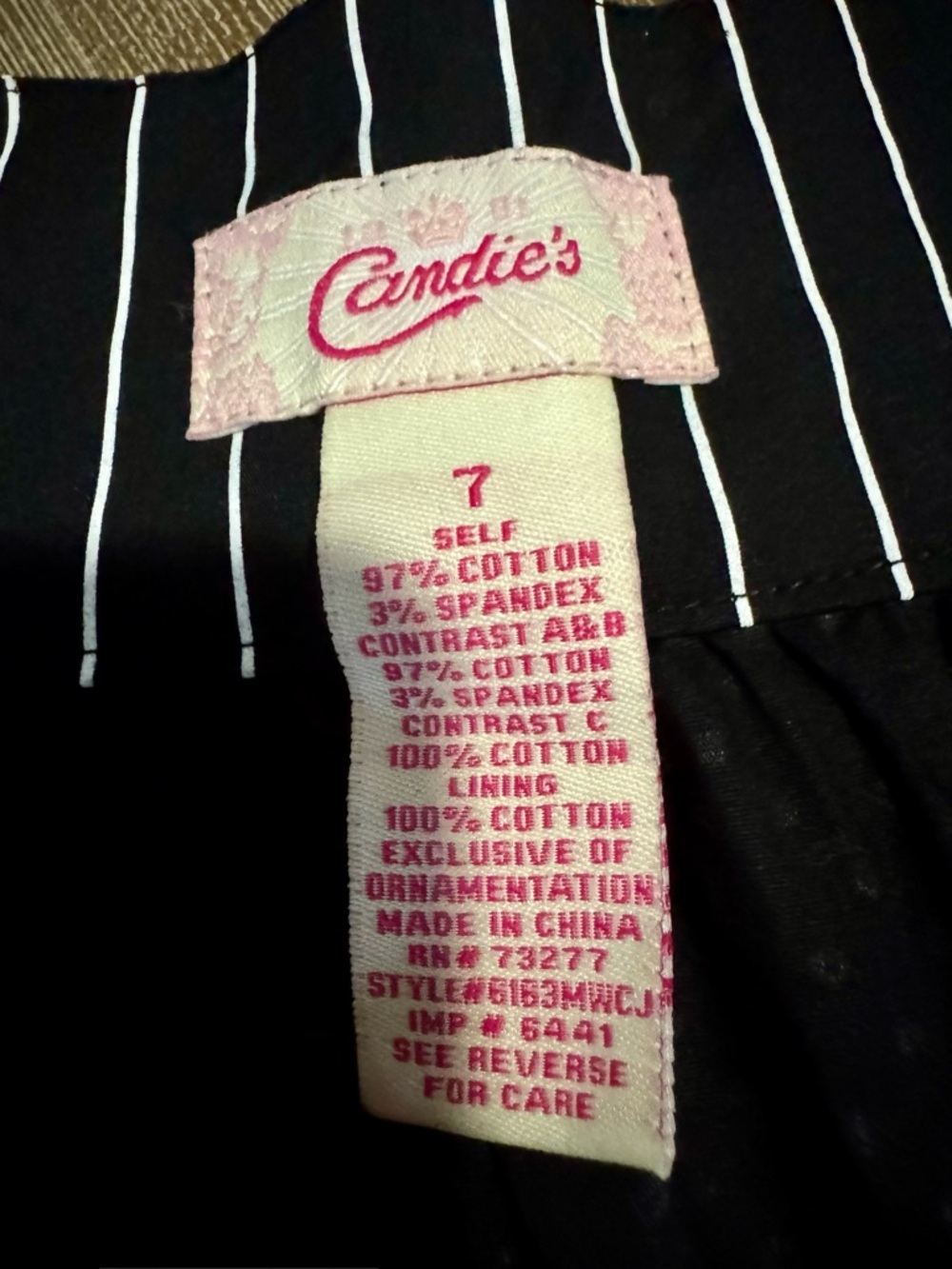 Vintage Candie's Black Tiered A-Line Skirt with Pink Floral & Dots - Picture 2 of 5